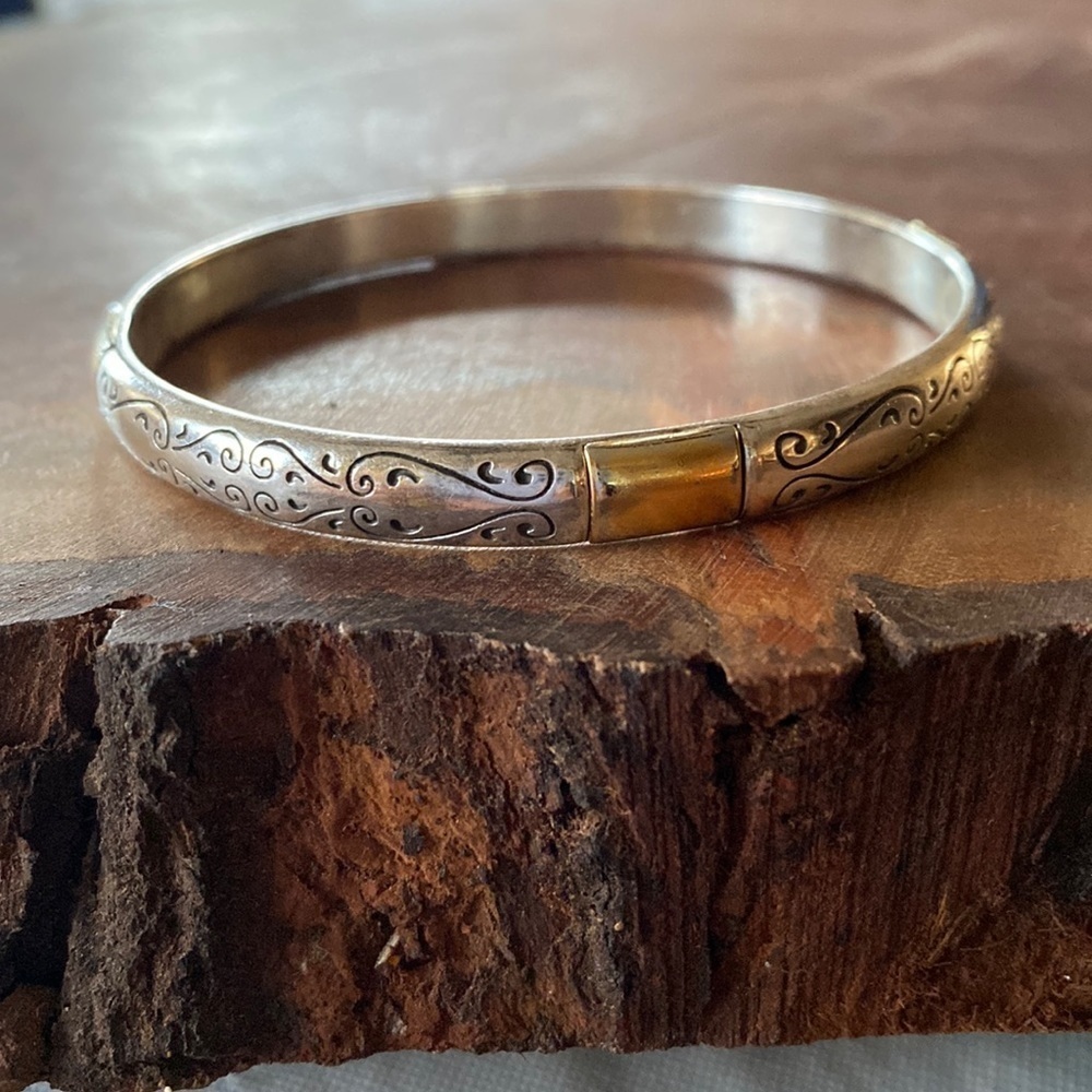 BRIGHTON vintage silver and gold Venezia scrolled bangle bracelet